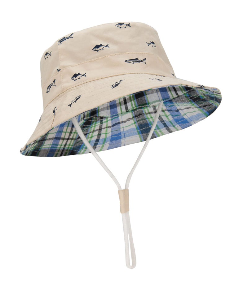 Durio Baby Sun Hat Summer Beach UPF 50+ Sun Protection Baby Boy Hats Double Sides Toddler Sun Hats Cap for Baby Girl Kid Bucket Hat Beige 21.3"(54cm)/4-8 Years - Image 1